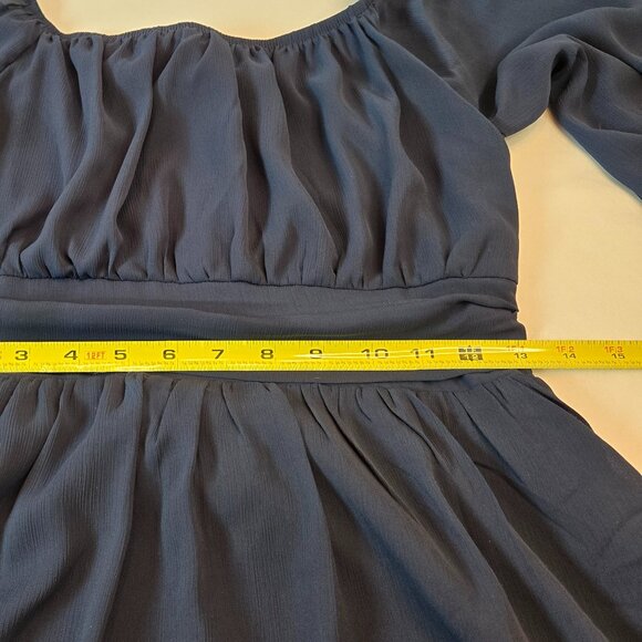 DOKOTOO Women's Lantern Sleeve Square Neck Tie Backless Sexy Dress Sz: M Blue - Picture 13 of 15